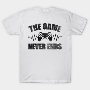 game never ends heartbeat controller gamer quote gaming T-Shirt